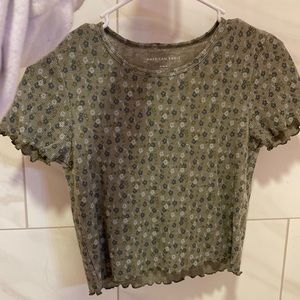American Eagle Floral Waffle Baby Tee